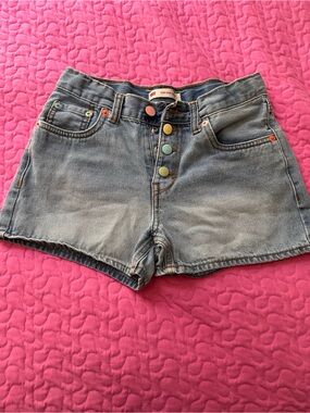 Levi's Light Blue Denim Shorts with Rainbow Button Accents